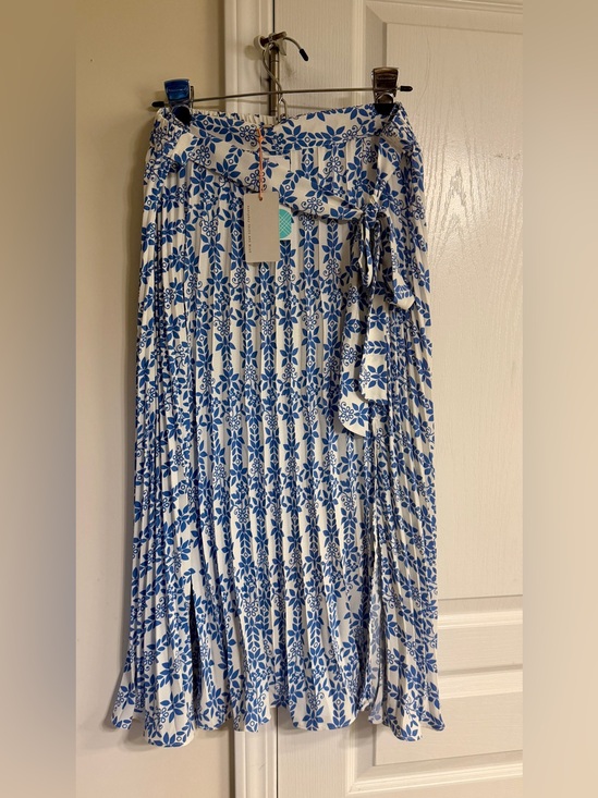 Skies Are Blue Dresses & Skirts - Skies Are Blue White Maxi Skirt with Blue Floral Print